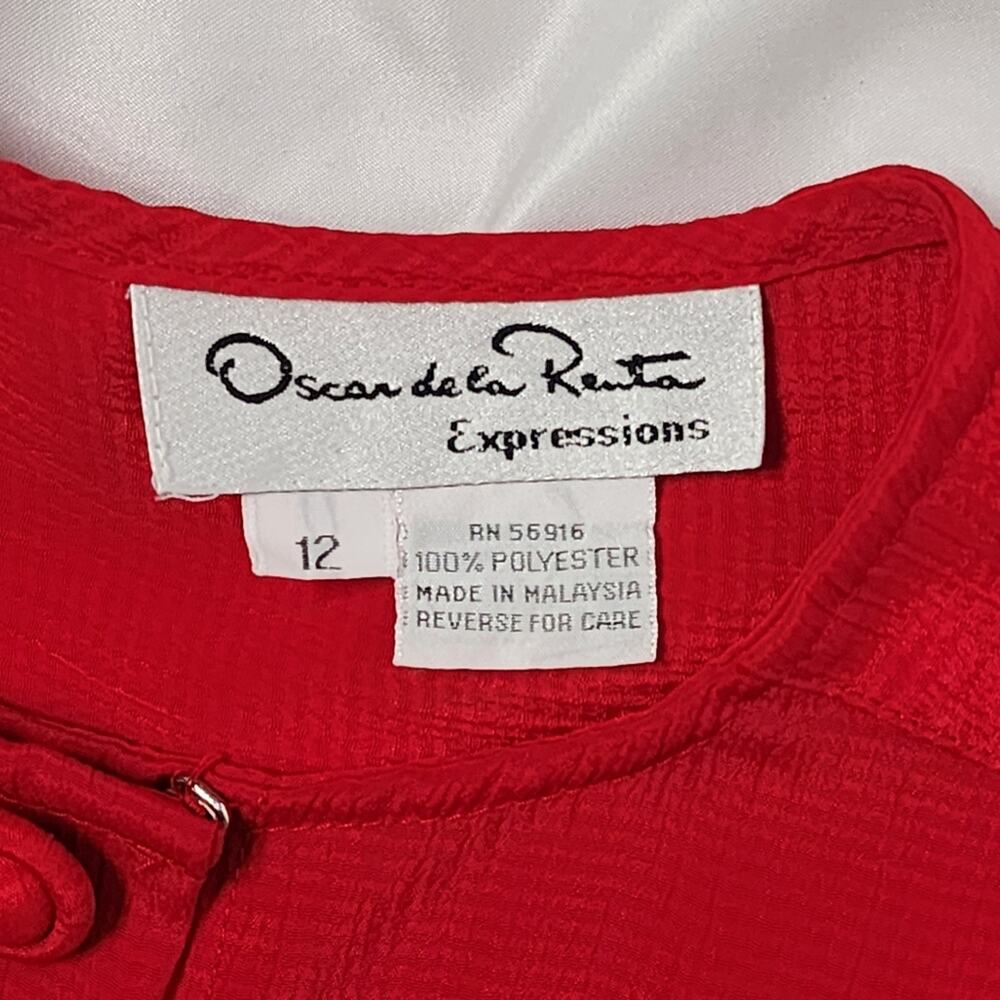 Vintage Oscar de la Renta Red Long Sleeve Blouse Size Medium - Picture 5 of 5